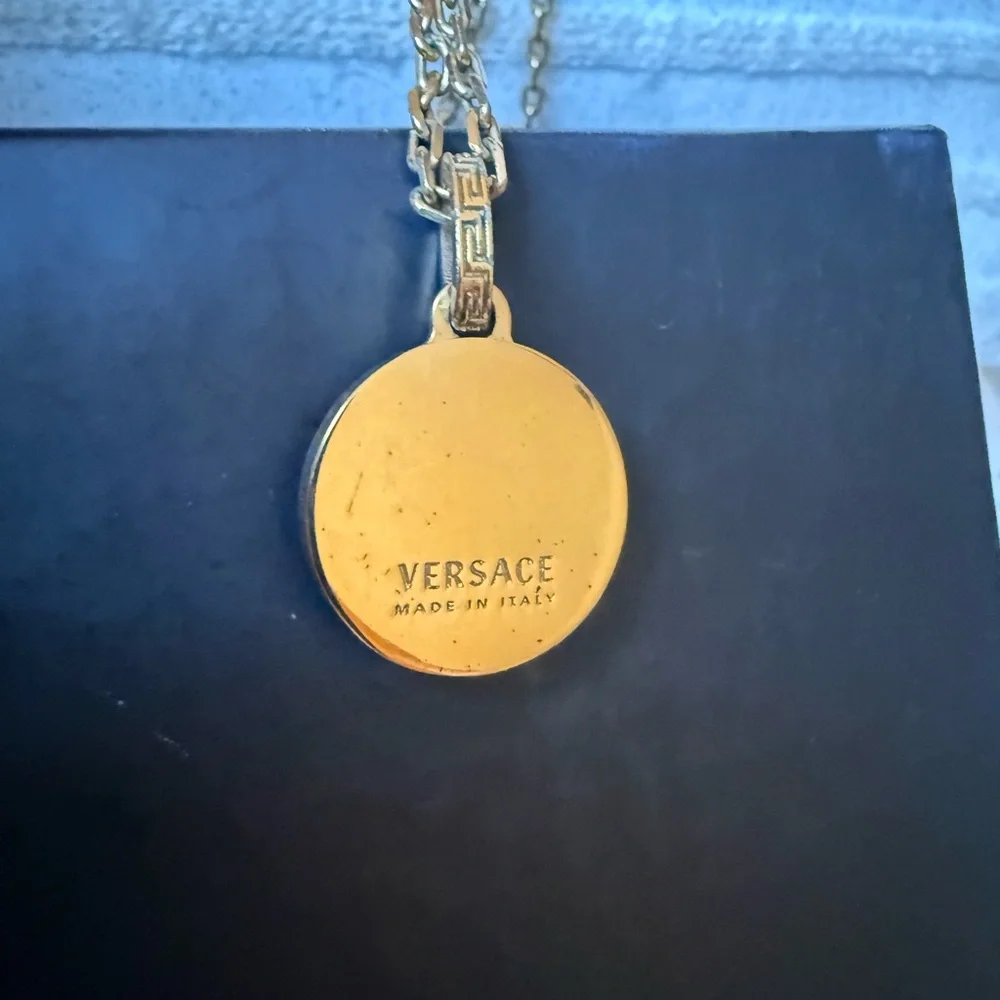 Versace Gold Medusa Logo Necklace with Versace 20 in Chain - Picture 4 of 5